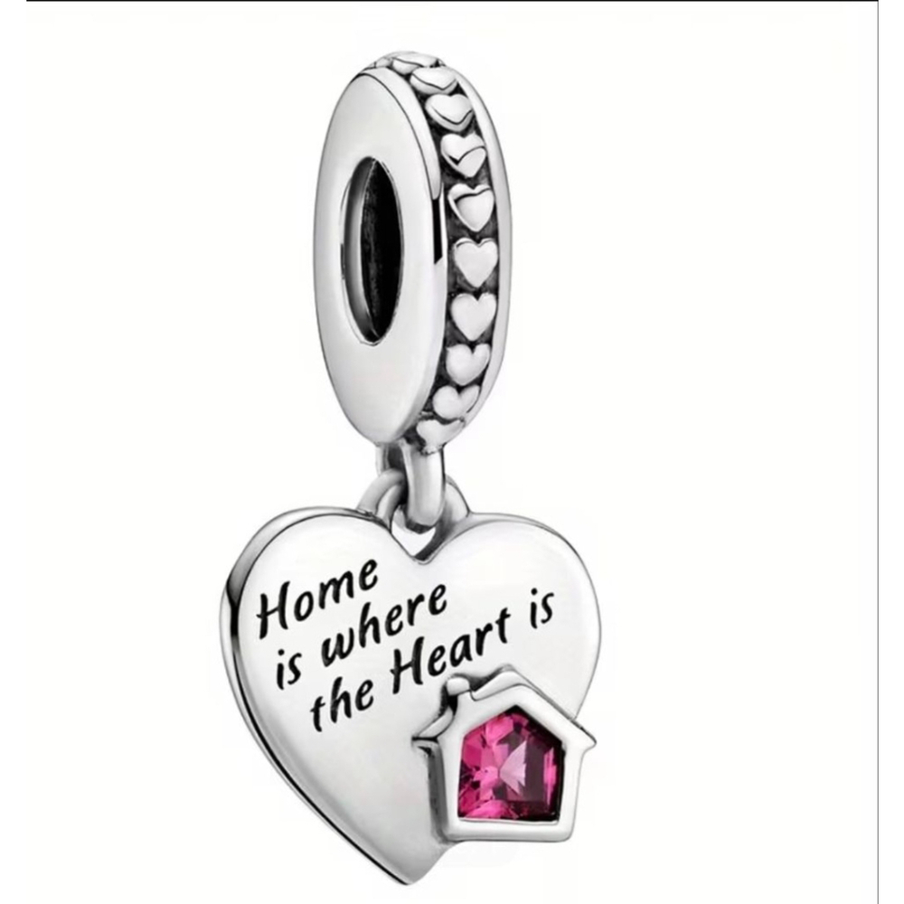 Women's Home is Where the Heart Is Charm One Size Silver Pink